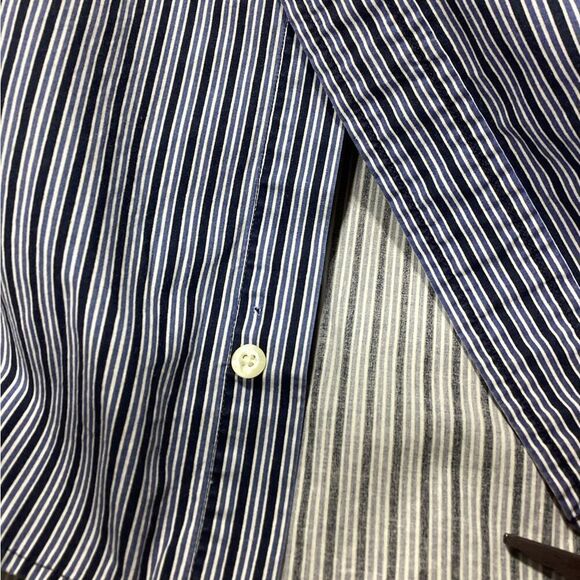 Tommy Hilfiger Navy and White Striped Button-Down Shirt - Picture 7 of 11